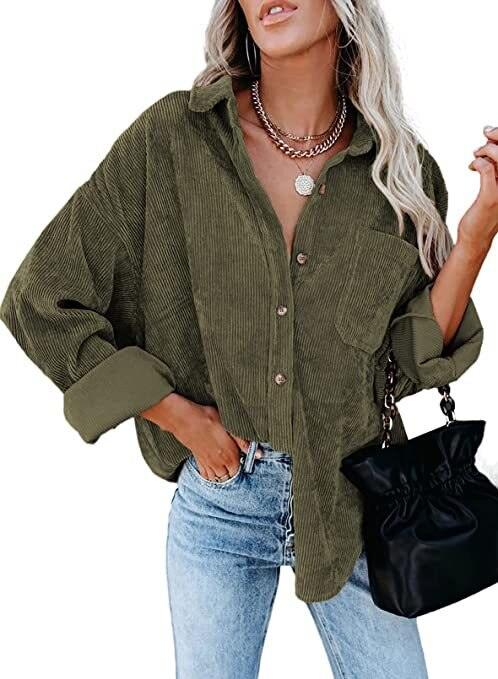 Corduroy Country Chic Shirt – Stylish Single-Breasted Cowgirl Shirt Country in My Heart