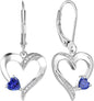 Heart Dangle Earrings 925 Sterling Silver Drop Earrings Birthstone Leverback Jewelry for Women