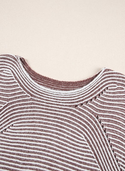 Stripe Ribbed Knit Boat Neck Sweater Shop Style & More | Fresh Looks, Everyday Deals & Free Shipping