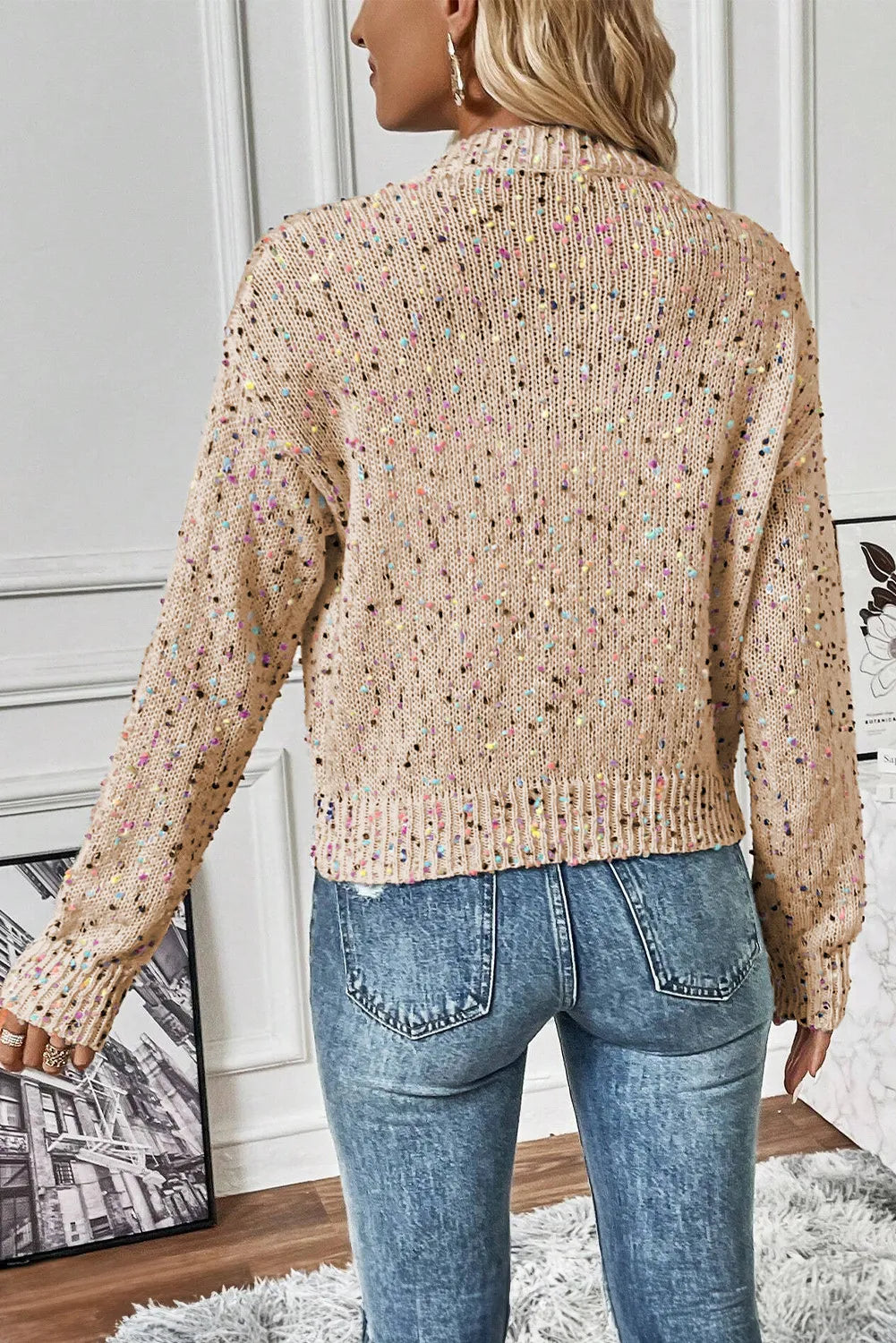 Confetti Button Up Long Sleeve Cardigan New Era Fashion LLc