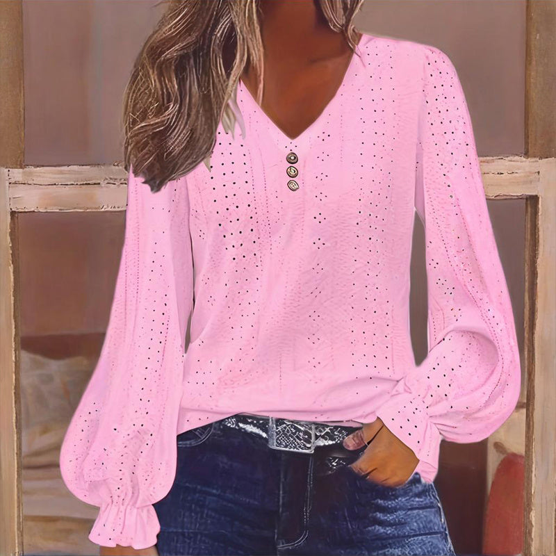Plus Size Women's V-Neck Solid Top FitiqueFit