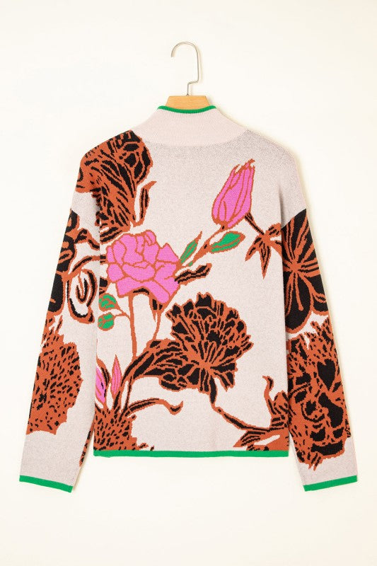 Floral Knit Quarter-Zip Long Sleeve Sweater Shop Style & More | Fresh Looks, Everyday Deals & Free Shipping
