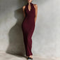Women’s Sleeveless High-Neck Dress – Waist-Cinching Elegant Fit FitiqueFit
