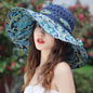 Women's Patterned Straw Beach Sun Hat – Round Crown UV Protection Summer Hat FitiqueFit