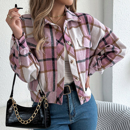 Plaid Shacket – Women’s Long-Sleeve Button-Down Shirt Jacket FitiqueFit