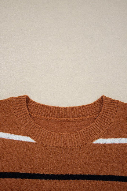 Stripe Ribbed Trim Drop Shoulder Sweater Shop Style & More | Fresh Looks, Everyday Deals & Free Shipping