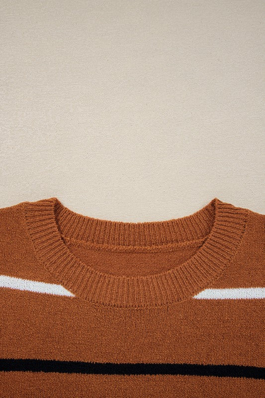 Stripe Ribbed Trim Drop Shoulder Sweater Shop Style & More | Fresh Looks, Everyday Deals & Free Shipping