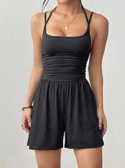 Ruched Spaghetti Strap Romper New Era Fashion LLc
