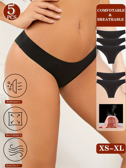 Set of 5 Women'S Seamless Bikini Underwear, Breathable Women'S Bikini Briefs, Invisible Panties, Comfortable Women'S Underwear in a Pack of 5 NovaCart