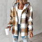 Women's Plaid Hoodie Long Sleeve Jacket With Pocket FitiqueFit