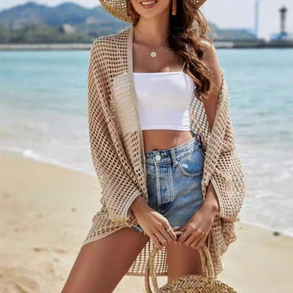 Women's Hollow-Out Shawl Cardigan – Batwing Sleeve Sun-Protective Cover-Up FitiqueFit