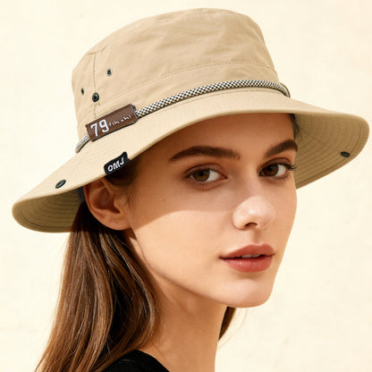 Wide-Brim Leather Patch Fisherman Hat – UV Sun Protection Outdoor Hat FitiqueFit