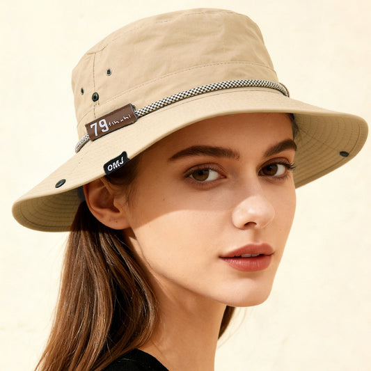 Wide-Brim Leather Patch Fisherman Hat – UV Sun Protection Outdoor Hat FitiqueFit