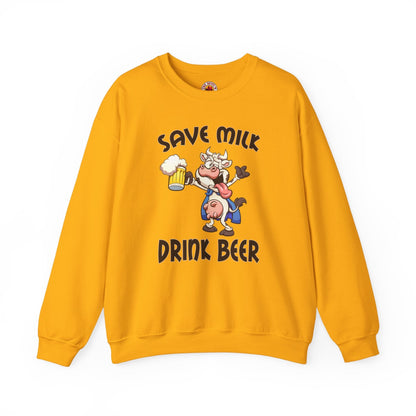 Save Milk Drink Beer Crewneck Sweatshirt The Devil's Pickle