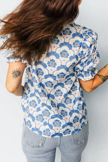 Floral Print Puff Sleeve Blouse New Era Fashion LLc