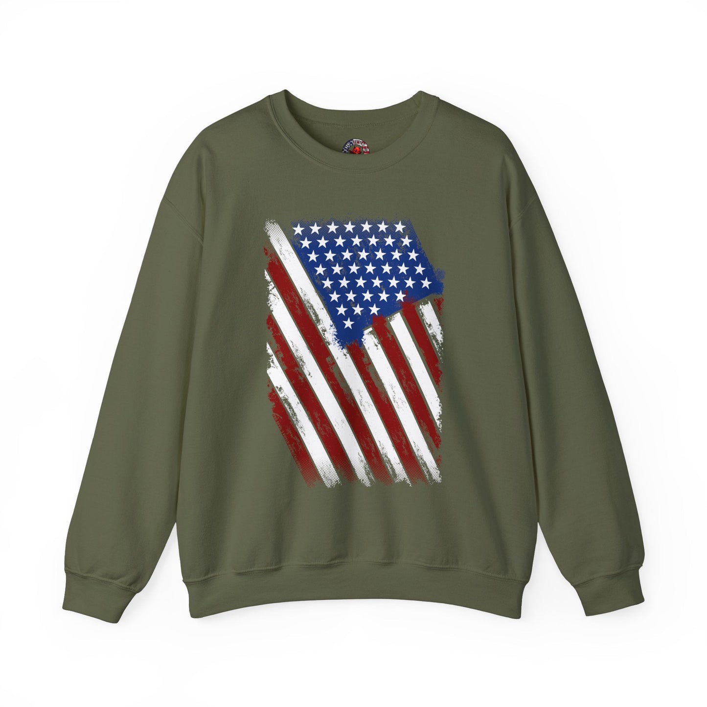 Distressed American Flag Crewneck Sweatshirt The Devil's Pickle