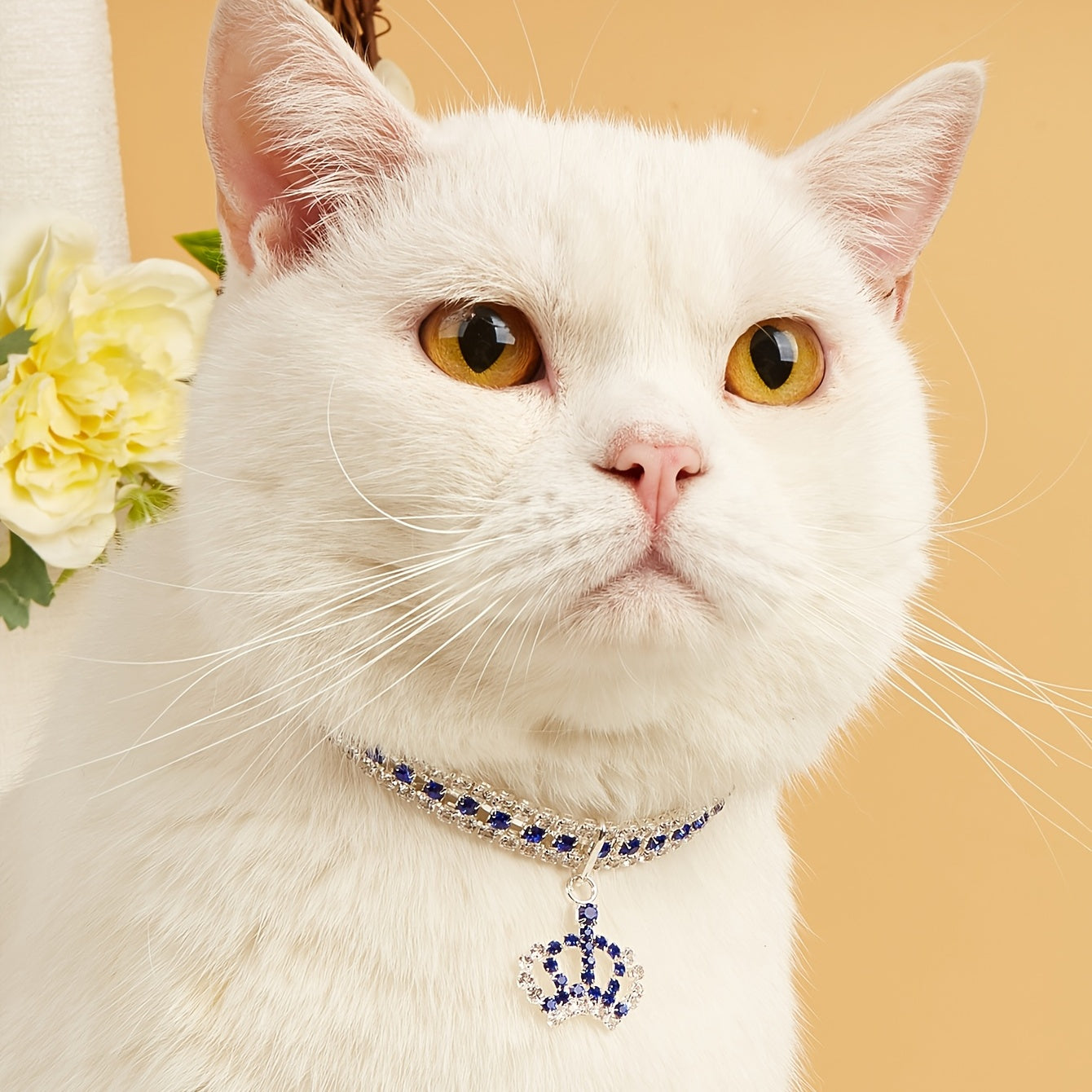 Elegant Pet Rhinestone Crown Pendant Necklace - Sparkling Multicolor Gemstone Accessory for Cats & Dogs, Random Color Selection NovaCart