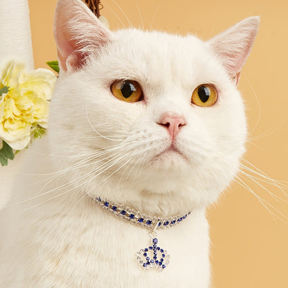 Elegant Pet Rhinestone Crown Pendant Necklace - Sparkling Multicolor Gemstone Accessory for Cats & Dogs, Random Color Selection NovaCart