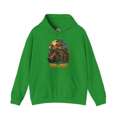 Axe Wielding Zombie Trick or Treat Hooded Sweatshirt The Devil's Pickle