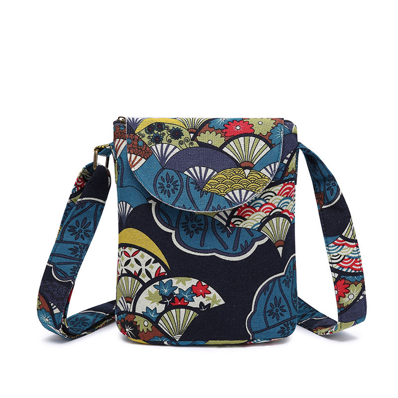 Ethnic Style Crossbody Bag, Vintage Floral Print Bucket Bag, Women's Fabric Flap Purse NovaCart