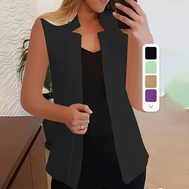 Women’s Sleeveless Stand-Collar Vest Cardigan FitiqueFit