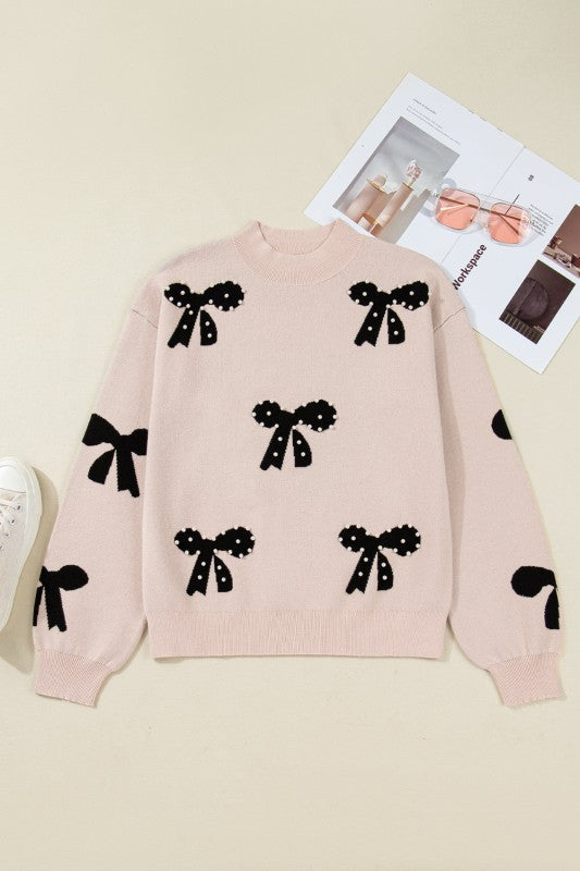 Bow Pearl Embellished Drop Shoulder Sweater Shop Style & More | Fresh Looks, Everyday Deals & Free Shipping