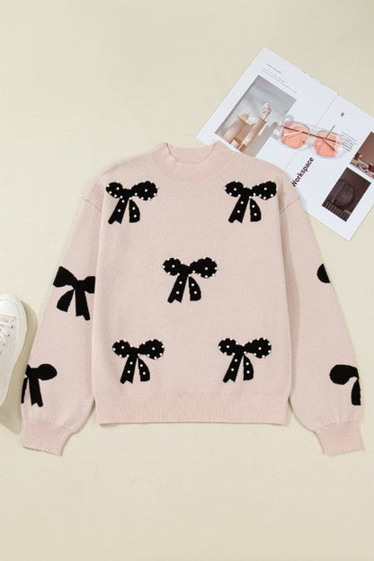 Bow Pearl Embellished Drop Shoulder Sweater Shop Style & More | Fresh Looks, Everyday Deals & Free Shipping