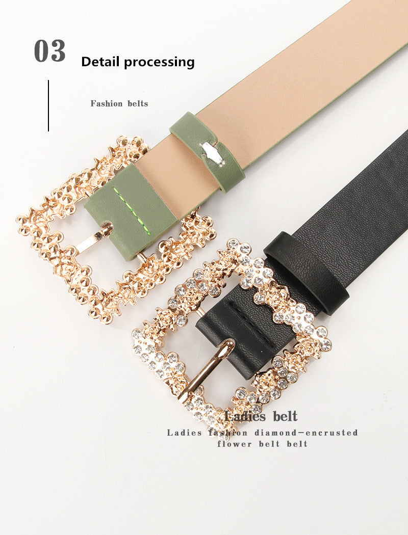 2023 Women'S Fashion Accessory, Elegant Alloy Rhinestone Pin Buckle Belt, Versatile Dress Decorative Accessory, Casual & Sporty Style, Hand Washable - Ideal for Weekend and Festive Occasions, Weekend Casual Wear|Elegant Acces NovaCart