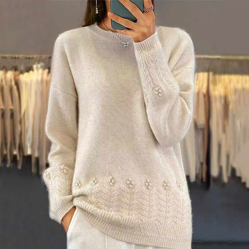 Women's Solid Color 3D Floral Embroidered Sweater FitiqueFit