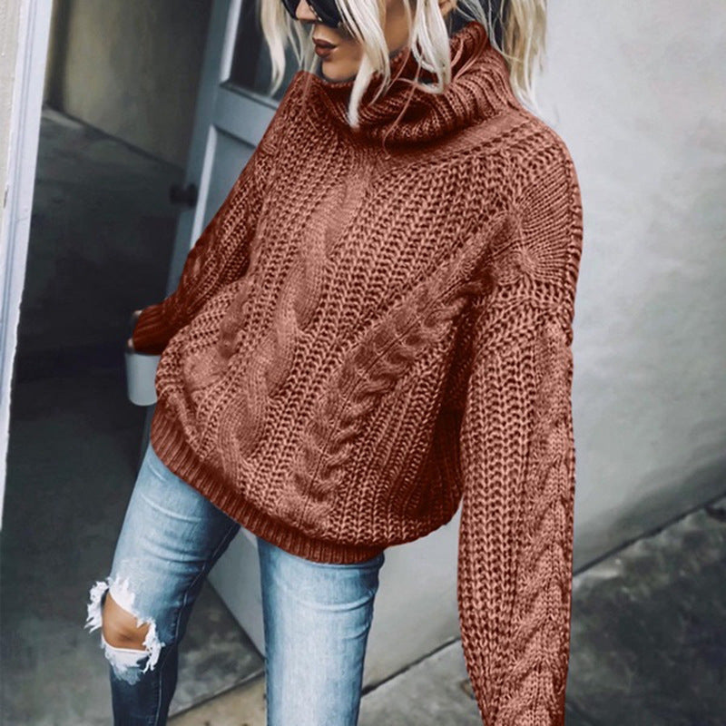 Women's Cable Knit Turtleneck Sweater FitiqueFit