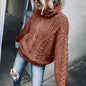 Women's Cable Knit Turtleneck Sweater FitiqueFit
