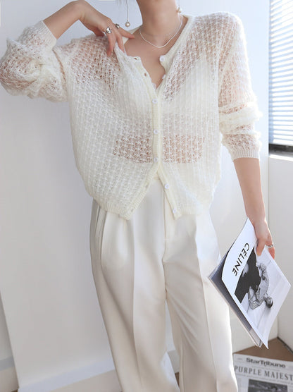 Women’s Mohair Crochet Knit Cardigan FitiqueFit
