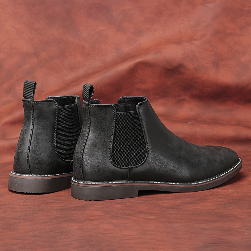 Men'S Chelsea Ankle Boots - Size 40-46, Brown Faux Cover with Black Elastic Band, Pointed Toe, TPR Sole, Ideal for Casual Wear and Vacation NovaCart