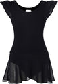 Girls’ Ballet Dance Leotards with Flutter Sleeve Petal Skirt and Bowknot Back