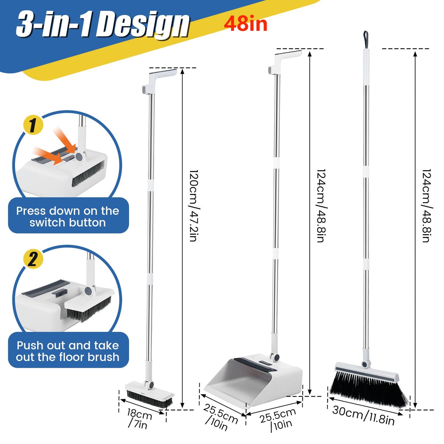 Folding broom dustpan floor brush three in one household multifunctional cleaning broom