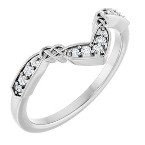 14K White .08 CTW Natural Diamond Celtic-Inspired Contour Band Ethereal Legacy Boutiques