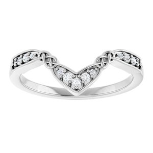 14K White .08 CTW Natural Diamond Celtic-Inspired Contour Band Ethereal Legacy Boutiques