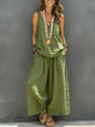 Women’s Cotton Linen Sleeveless Tank Top and Wide-Leg Pants Set FitiqueFit
