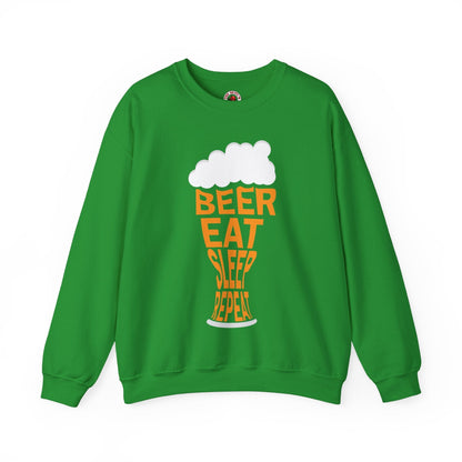 Beer Eat Sleep Repeat Crewneck Sweatshirt The Devil's Pickle