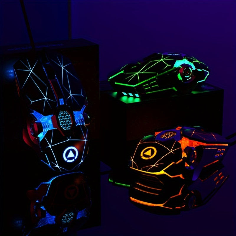 Silvery Carved Wired Mouse for E-Sports Gaming, Silent and Sound Chicken-Eating Mouse Macro for Desktops and Laptops NovaCart