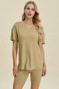 Basic Bae Full Size Ribbed V-Neck Short Sleeve Top and Shorts Set New Era Fashion LLc