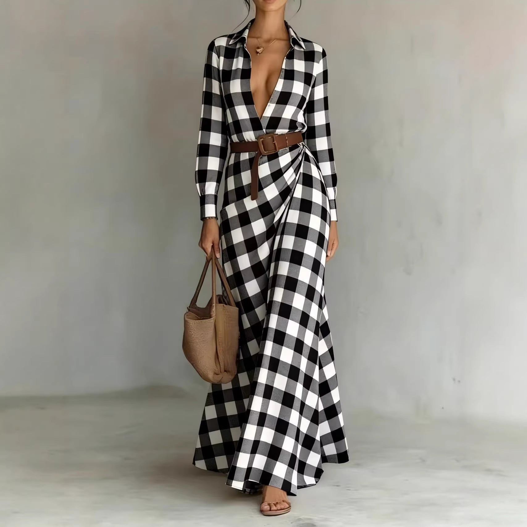 Women's Belted Irregular Pleated Dress FitiqueFit