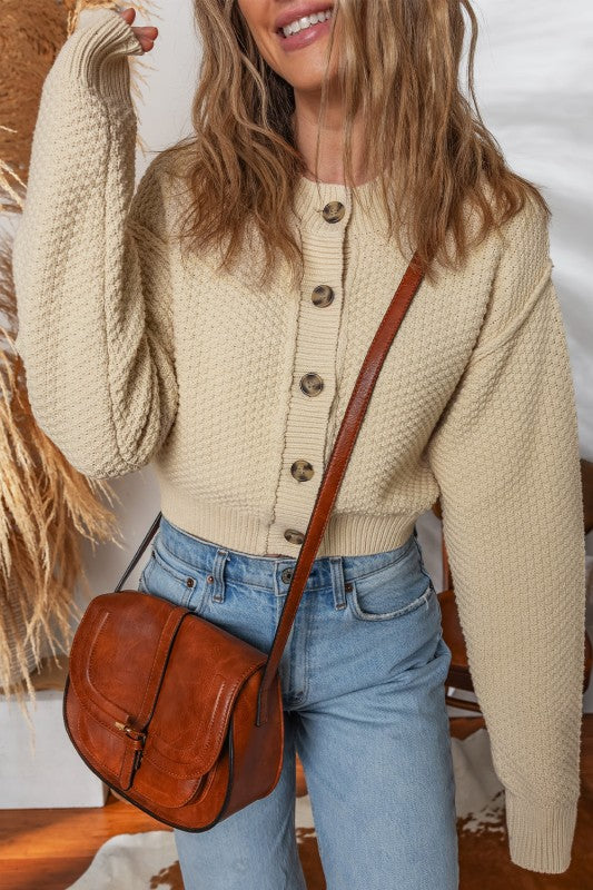 Solid Button-Up Cropped Cardigan Sweater Shop Style & More | Fresh Looks, Everyday Deals & Free Shipping
