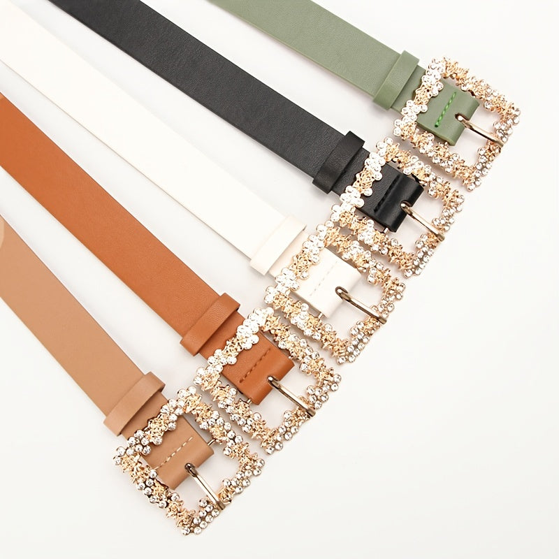 2023 Women'S Fashion Accessory, Elegant Alloy Rhinestone Pin Buckle Belt, Versatile Dress Decorative Accessory, Casual & Sporty Style, Hand Washable - Ideal for Weekend and Festive Occasions, Weekend Casual Wear|Elegant Acces NovaCart