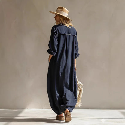 Women's Solid-Color Pullover Jumpsuit – Elegant Commuter Full-Length FitiqueFit