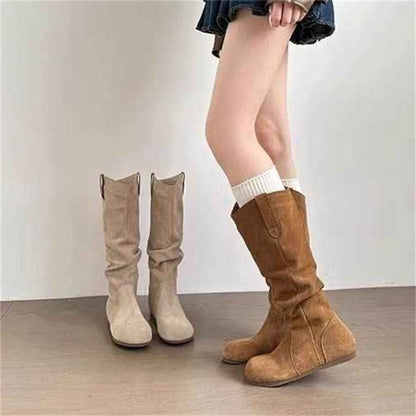 🖤 Creeper Knight Flat Heel Cowboy Boots for Women FitiqueFit