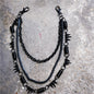 Black bicycle chain spring spiked three-layer metal trouser chains