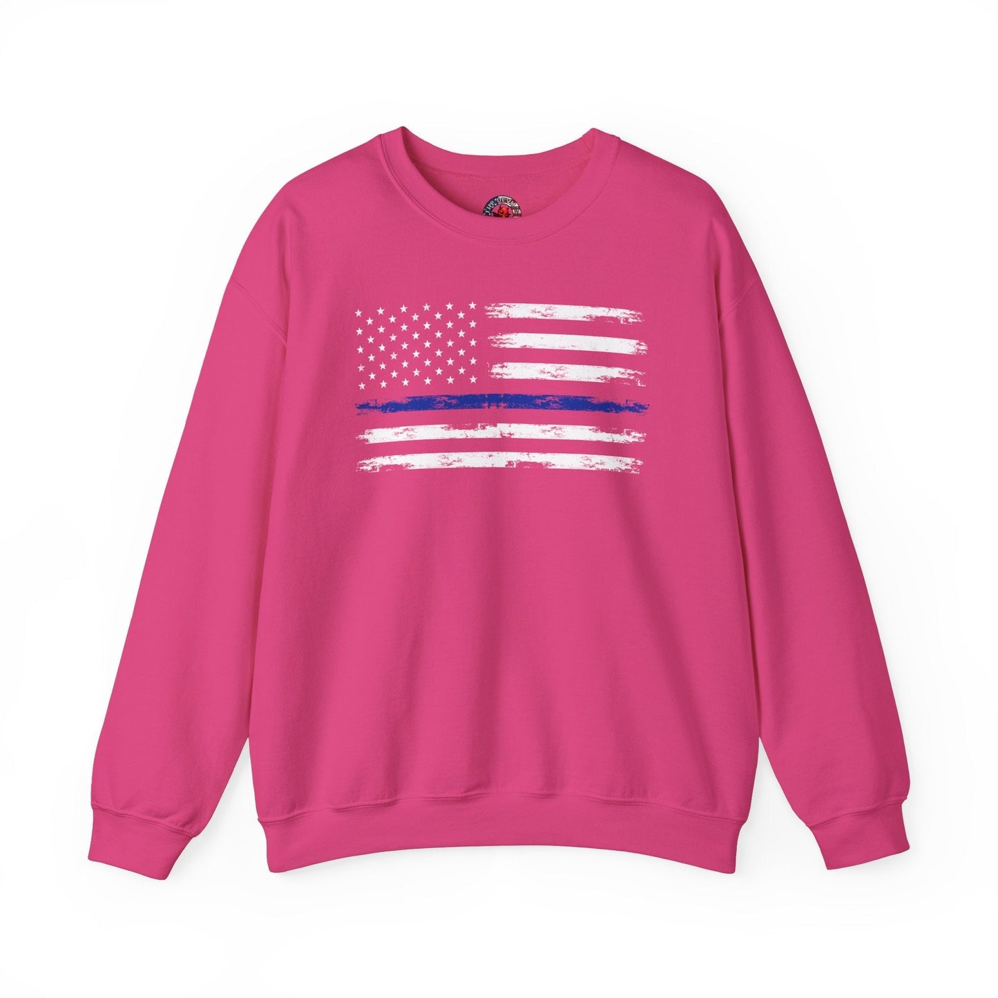 Thin Blue Line American Flag Crewneck Sweatshirt The Devil's Pickle