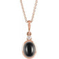 14K Rose 9x7 mm Natural Black Onyx & .03 CT Natural Diamond 16-18" Necklace Ethereal Legacy Boutiques