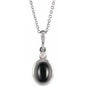 14K White 12x10 mm Natural Black Onyx & .03 CT Natural Diamond 16-18" Necklace Ethereal Legacy Boutiques